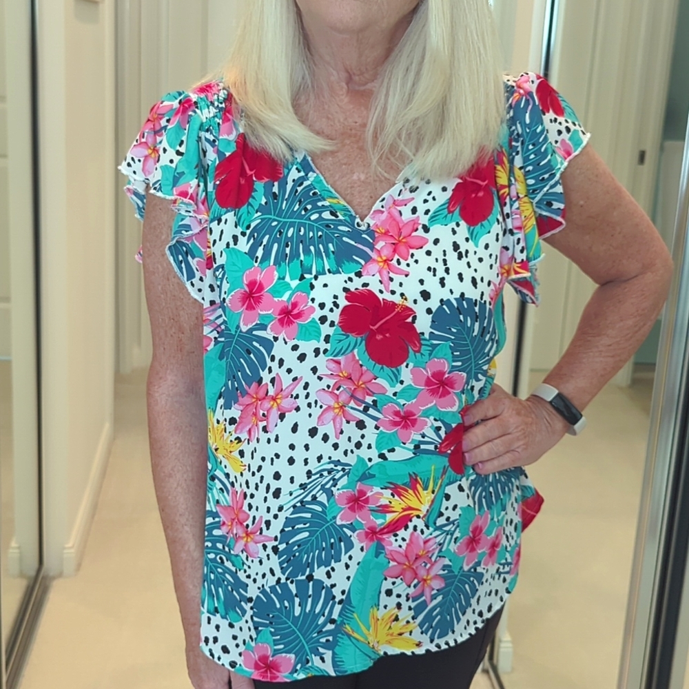 Love X Design multi color tropical top.